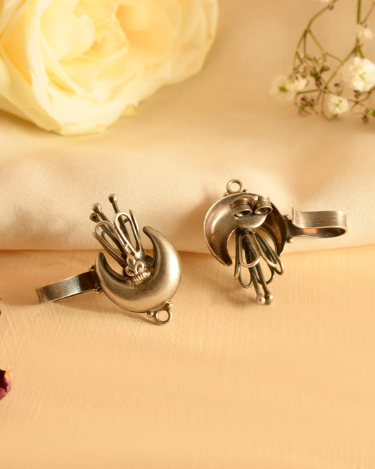 Crescent Charm Silver Earrings