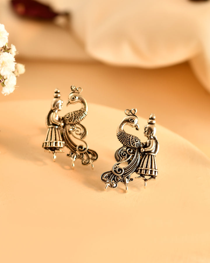 Peacock Royalty Silver Earrings