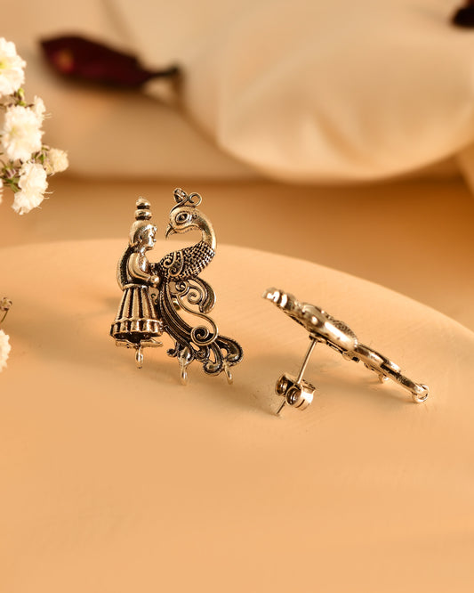 Peacock Royalty Silver Earrings