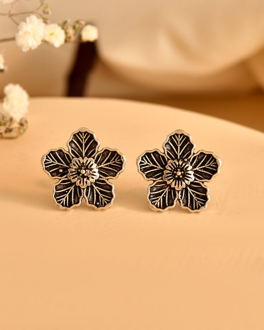 Blossom Filigree Silver Stud Earrings