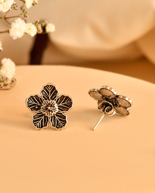 Blossom Filigree Silver Stud Earrings