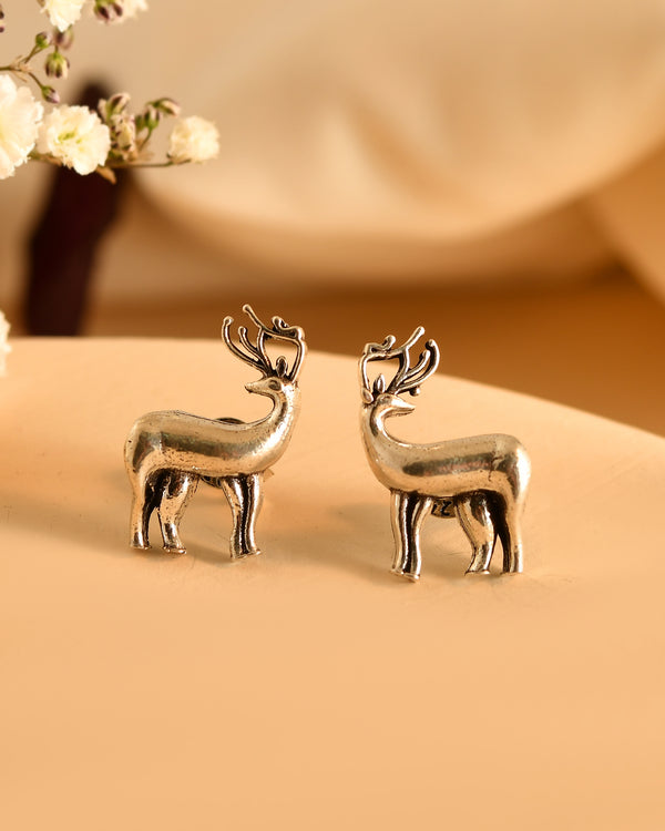 Deer Grace Silver Stud Earrings
