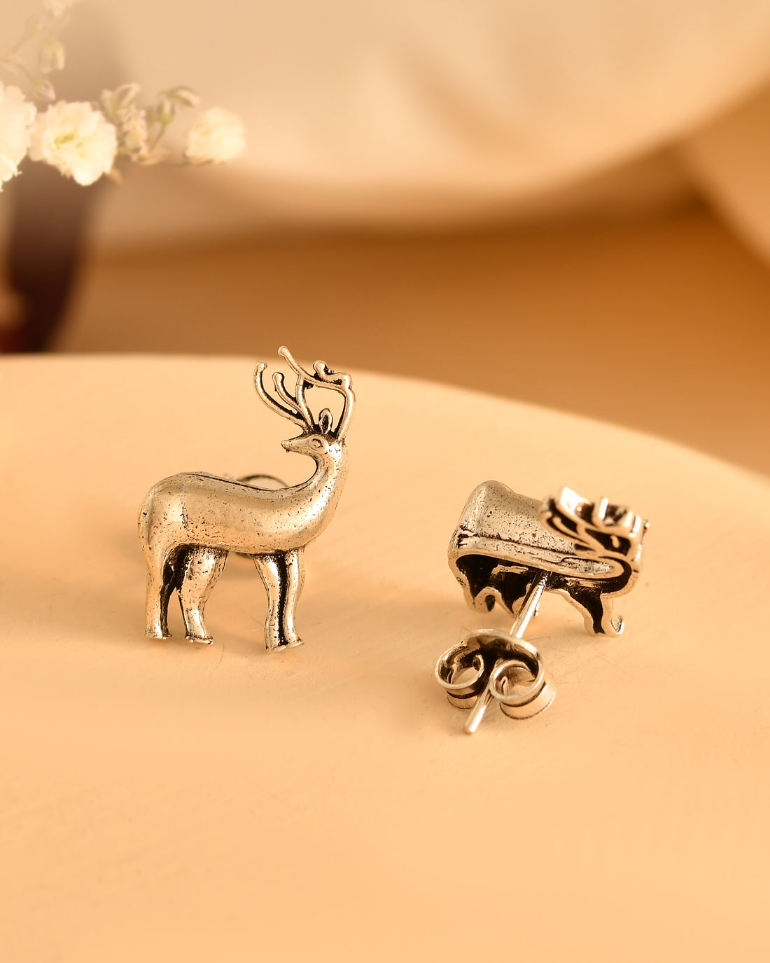 Deer Grace Silver Stud Earrings