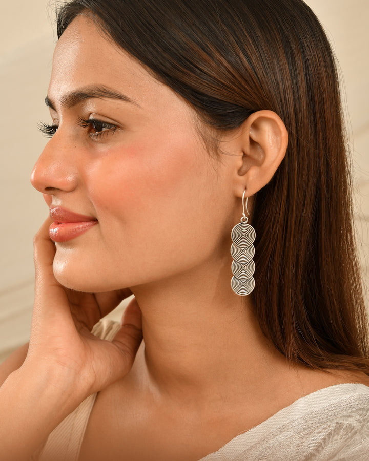 Spiral Cascade Silver Earrings