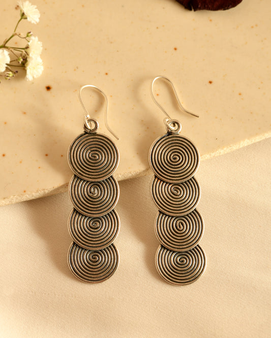 Spiral Cascade Silver Earrings