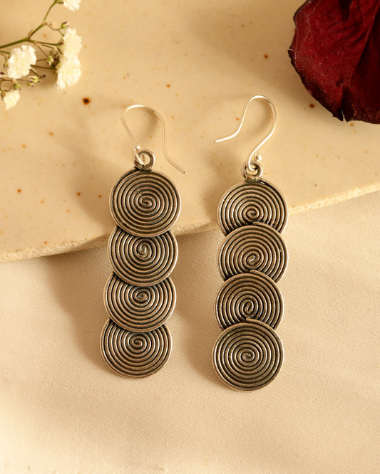 Spiral Cascade Silver Earrings