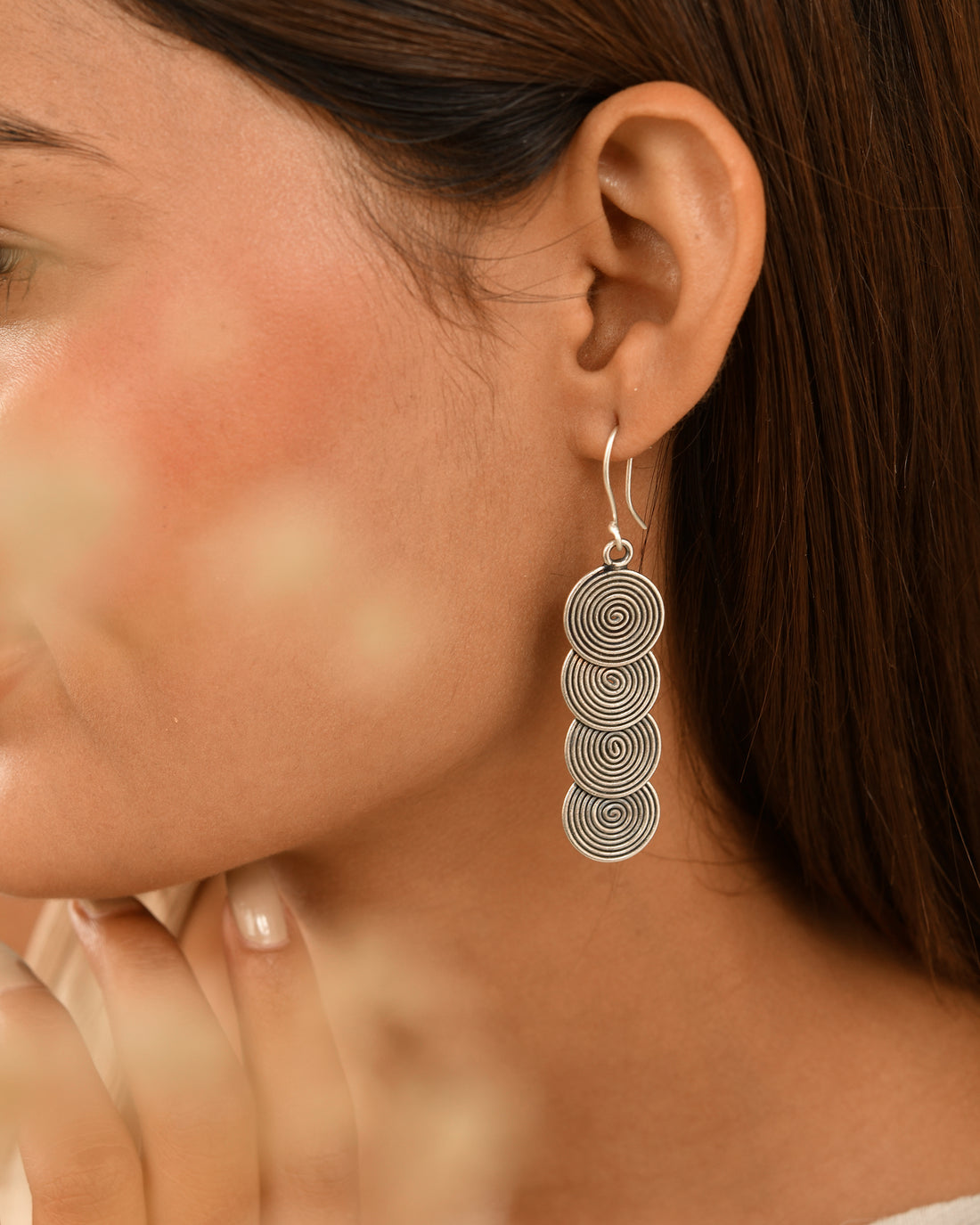Spiral Cascade Silver Earrings