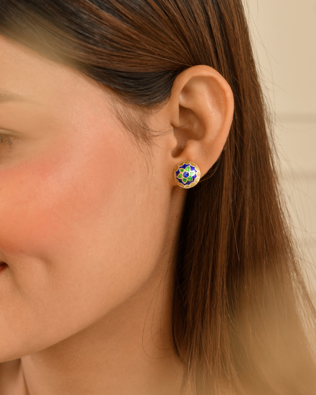 Garden Mosaic Silver Stud Earrings