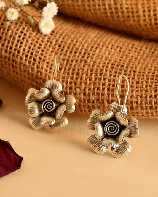 Vintage Blossom Silver Earrings