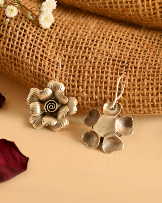 Vintage Blossom Silver Earrings