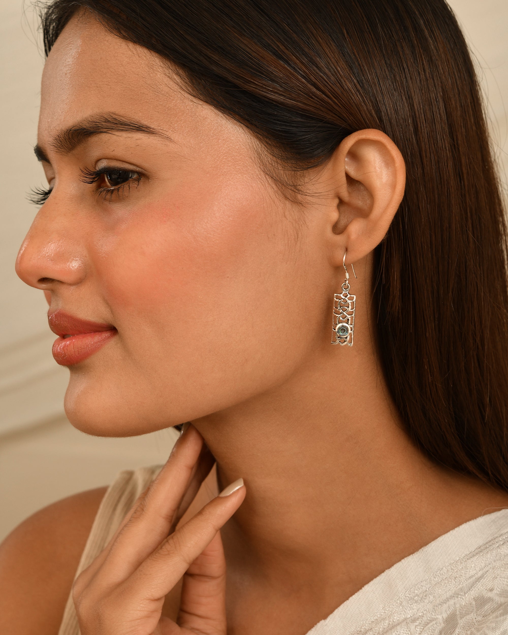 Filigree Bar Silver Earrings