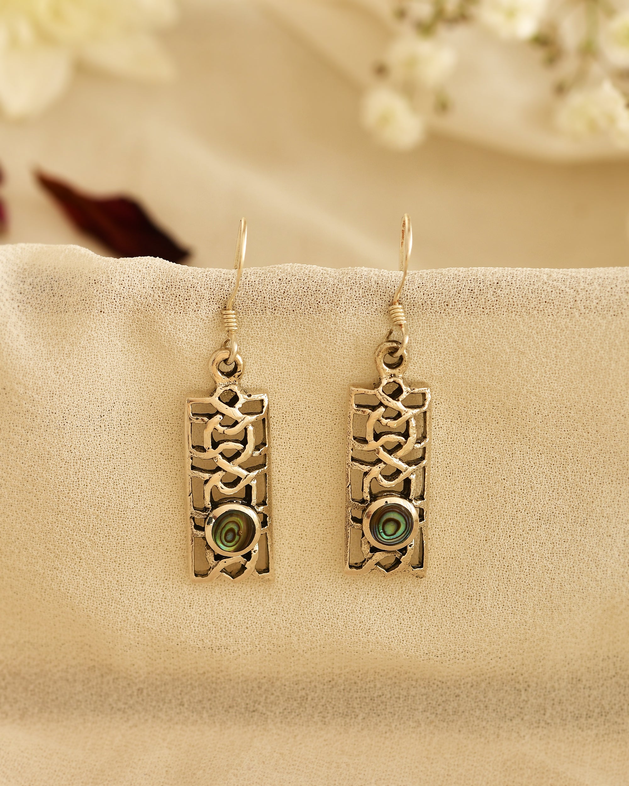 Filigree Bar Silver Earrings