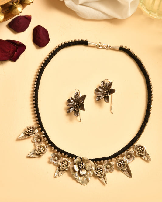 Blooming Rose Statement Necklace (With Earrings)