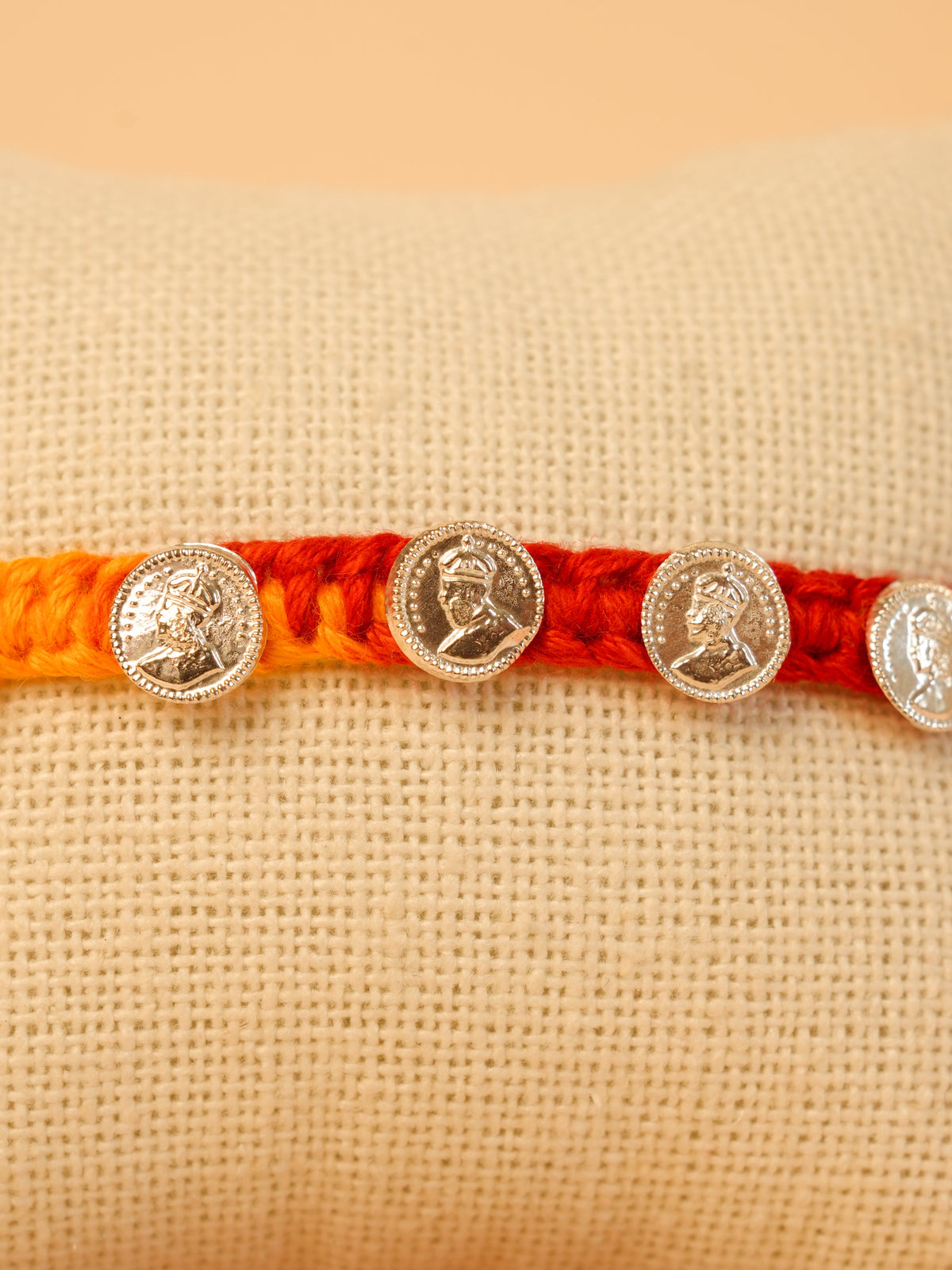 Silver Coin Charm Rakhi