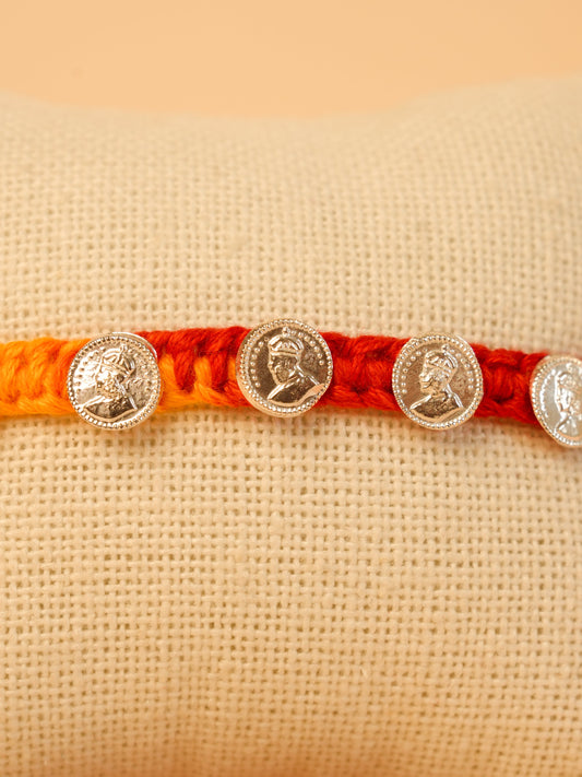 Silver Coin Charm Rakhi