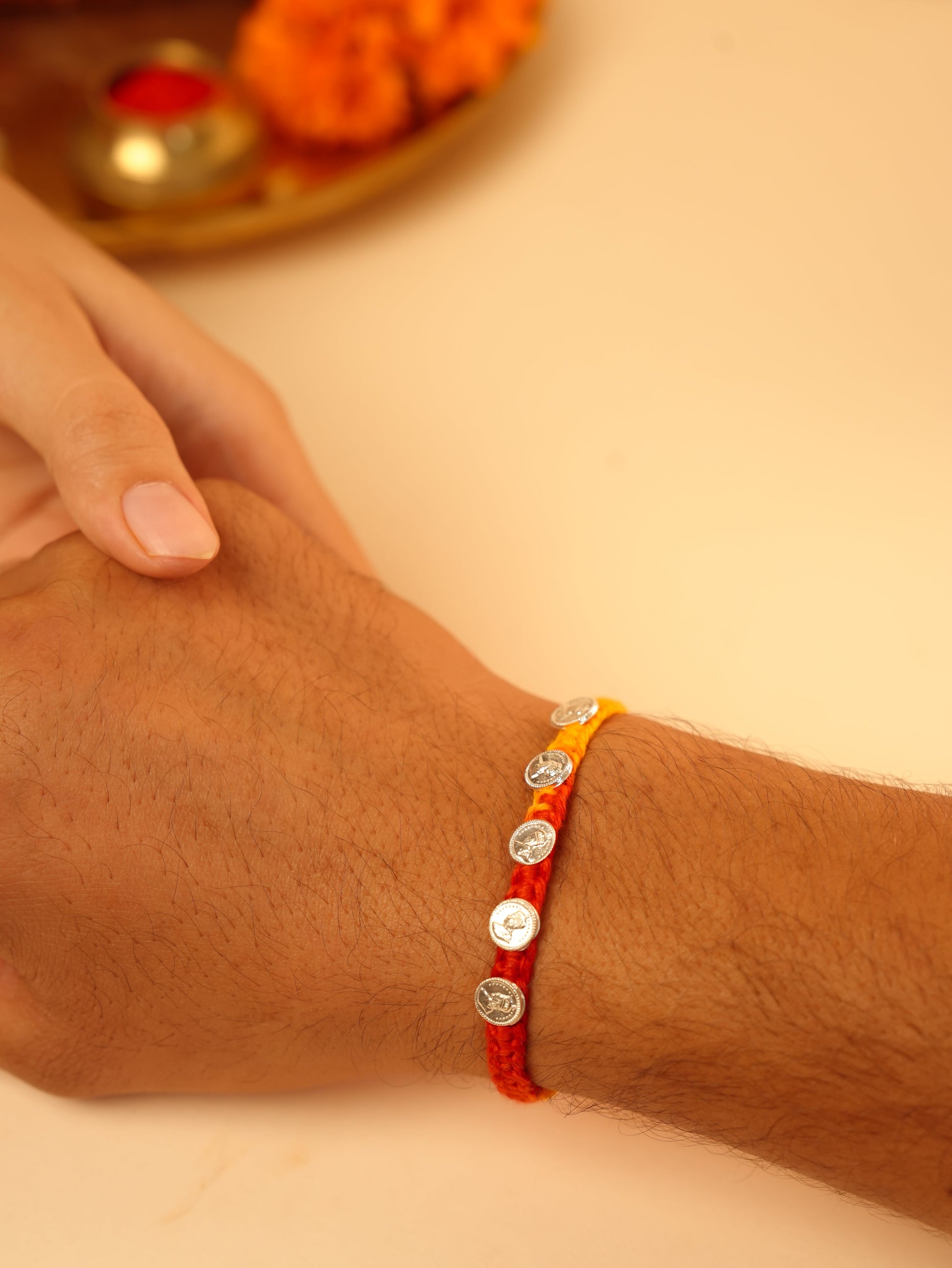 Silver Coin Charm Rakhi