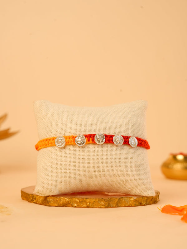 Silver Coin Charm Rakhi